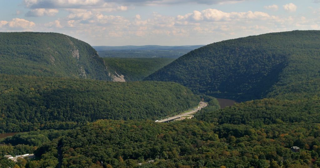 Aerial scenic photograph of Pocono area